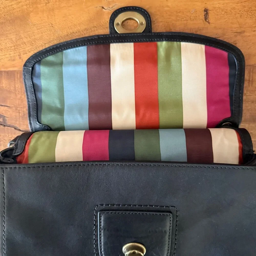 Coach Willis 70th Anniversary Black Leather Satchel Crossbody Bag 19132 Brass - Picture 10 of 17